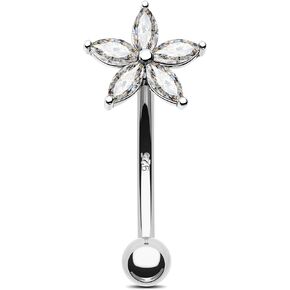 Jewseen 16g Rook Piercing Jewelry 925 Sterling Silver Rook Earrings Flower Eyebrow Earrings Lip Piercing Jewelry for Women
