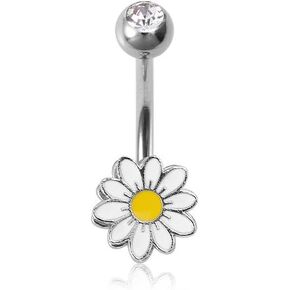 14G Rotatable Belly Button Rings for Women Stainless Steel CZ Star Windmill Daisy Flower Belly Navel Barbell Rings Belly Piercing Jewelry