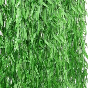 50pcs 300 قدم كروم الاصطناعية Greenery Garland Faux Willow Vines مزيفة أوراق الشجر نباتات الحرير الزخرفة الخضراء لجدار الزفاف الجمالي غرفة الشقة غرفة النافذة