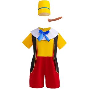 Dressy Daisy Toddler Kids Boys Wooden Puppet Halloween Costume Birthday Party Dress Up Outfit Set with Nose and Hat