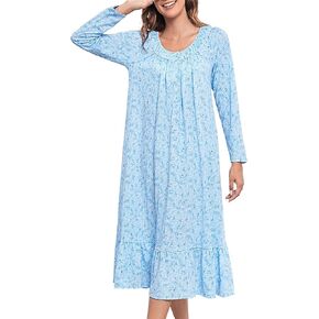 IZZY + TOBY Nightgowns for Women Long Sleeve Soft 100% Cotton Sleepwear S-3XL