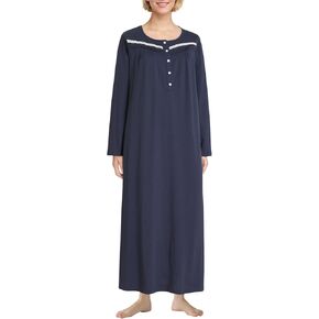 Latuza Women's Petite Nightgown Cotton Long Sleeve Gown