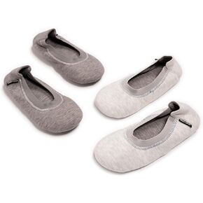 MUK LUKS Women's 2 Pair Travel Ballerina Slipper Set