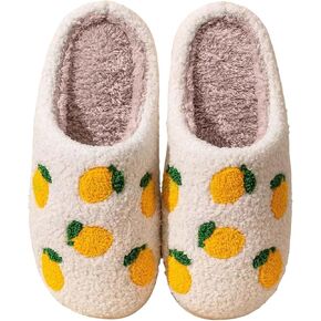 Slippers for Women Men Fruit Cute Animal Chicken Dog Lemon Memory Foam Fluffy Cozy House Indoor Outdoor Shoes