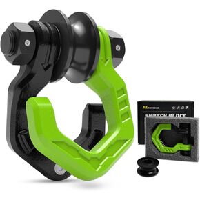Snatch Block Split Shackle, 3/4" D Ring Split Shackle with Pulley, 57320lbs Break Strength Snatch Block Pulley, Towing Winch Snatch Block for Off Road Vehicle Recovery, Black Green 1-Pack