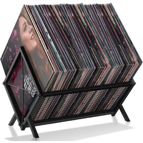 Picowe Vinyl Record Record Holder و Metal Record Shose Stand and Grach (Black)