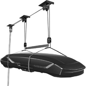 2025 Upgrade Cargo Box Garage Pulley System, Garage Ceiling Hoist Heavy-Duty Holds up to 200 lbs Capacity, Fit 10-14 Foot Ceilings, Black