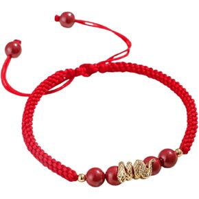Chinese New Year of Snake String Bracelet Handmade Zodiac Animal Snake Red Rope Bracelet Adjustable Good Luck Symbol Strand Bracelet for Women Men