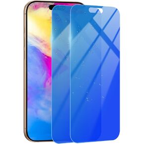 2 Pack for iPhone 16 Plus Privacy Screen Protector 9H Tempered Glass [Colorful-Blue] [Easy Installation Frame] [Anti-Blue Light] Private for 16Plus 6.7'', Anti-Bubble, Full Coverage