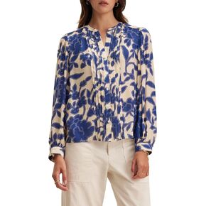 Velvet by Graham & Spencer Women's Elda Printed Light Royal Crepe Blouse