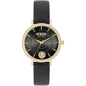 Versus Versace Mar Vista Crystal Collection Luxury Watch Watches مع سوار أسود واتصل يضم علبة ذهبية