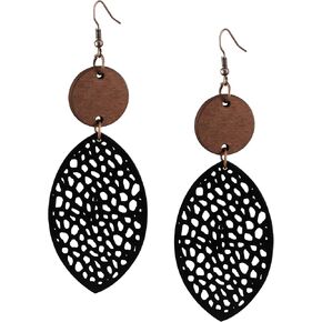 Minachi Bohemian Hollow Cut-Out Wood Wood Leather Drop Acks ، Boho Chic Hippie Detive Gift for Women