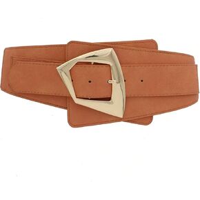 ZAHSY Vintage Wide Belts for Women Dresses Gold Purple Black Belt with Gold Buckle Womens Green Orange Brown Waist Belt Women