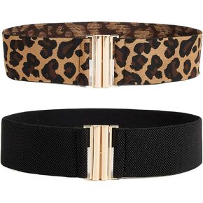 Stretch Leopard Print Belt, Skinny Animal Print Belts for Women