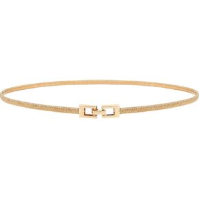 JASGOOD Women Skinny Metal Waist Belt Gold Waistband Elastic Metal Chain Waist Belt for Dress