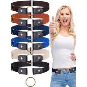 SATINIOR 6 Pieces No Buckle Stretch Belt Elastic Invisible Buckless Belt for Jeans Pants