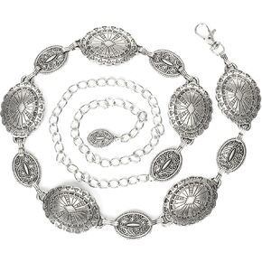 UTOWO Western Metal Belt Silver Chian Belt for Jeans Dresses
