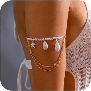 قذيفة لؤلؤة أذرع للنساء الصيفي Cowrie Shell Starffish Charm Arm Arm Arm Apper Trendy Pearl Armlet Armlet Armlet Armlet Beach Jewelry Exclysories لها