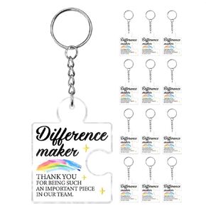 12 Pcs Difference Maker Gift Employee Appreciation Gifts Bulk for Coworkers, Thank You Gifts for Team Staff Teachers Mentor Boss Nurse Goodbye Retirement Gift Office Acrylic Puzzle Piece Keychains