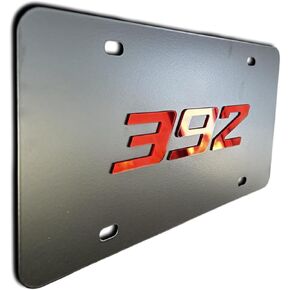 2PCS License Plate for Dodge Challenger Durango SRT 392 Premium Car License Plate Bracket Holder, Premium Aluminum Alloy Weather Proof License Plate Covers with Screw Caps Cover Set Car Accessories