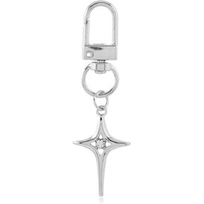 Aesthetic Star Moon Keychain Cute Dainty Stainless Steel Key Ring for Purse Handbag Backpack Bag Charms Car Holder