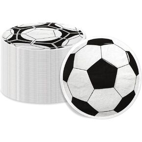 100 Pcs Soccer Napkins, Soccer Pattern Birthday Party Napkins Disposable Paper Napkins for Soccer Theme Boy's and kid's Birthday, Baby Shower, Game Day Party Supplies