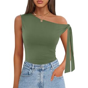 Zesica Women's Off Tops 2025 Summer Summer Sliveless Knit Slim Fit Thrats T Cute Thans Out Tank Top