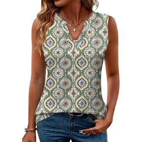 Romanstii Sleeveless Shirts for Women Casual Summer V Neck Tank Tops Dressy Blouses Tunic in Kuwait