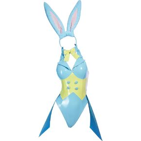 Women's Bunny Costume Easter Bunny Girl Bodysuit Rabbit One-Piece Jumpsuit Lingerie Set with Headband