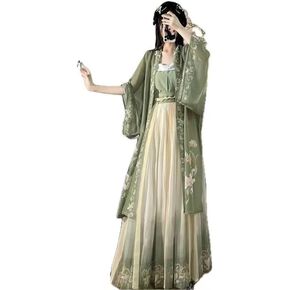 Hanfu Women Chinese Traditional Cosplay Costume Ancient Song Dynasty Hanfu Summer Green Sets Plus Size XL