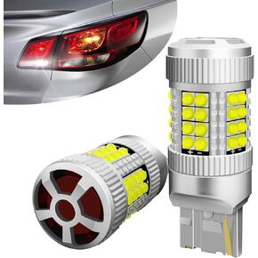 Upgraded 7440 T20 W21W Led Bulbs for Back-up Reverse, Parking, Side Marker, Tail, 2500 LM Anti Hyper Flash CANBus Error Free Daytime Running Bulbs for Cars, Trucks (White)