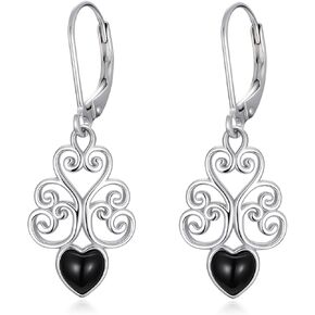 Black Onyx Filigree Dangle Drop Earrings 925 Sterling Silver Boho Vintage Earrings Jewelry Gifts For Women