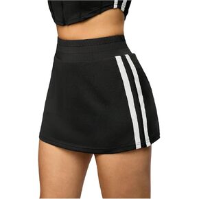 SHENHE Women's Athletic Tennis Skirt Elastic High Waisted Side Stripe Workout Skort with Pocket