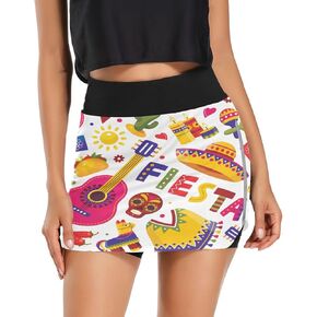 Cinco De Mayo Fiesta Tennis Skorts Skirts for Women Workout Athletic Skirt High Waisted with Pocket