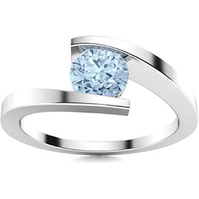 Mooneye 925 Sterling Silver Aquamarine Gemstone Solitaire Claddagh Bypass Ring | خاتم هدية التخرج القابلة للتكديس للنساء | خاتم الزفاف الفضي الصلب ومرتبطة