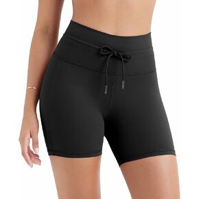 ODODOS Women's Drawstring Tie Daily Shorts 5" Inseam High Waist Workout Yoga Biker Shorts