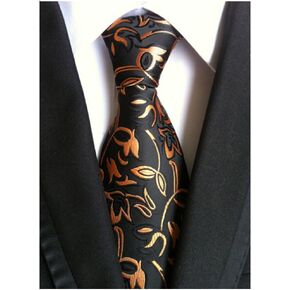 Allbebe Men's Fashion Black Jacquard Woven Silk Tie Microfiber Formal Necktie