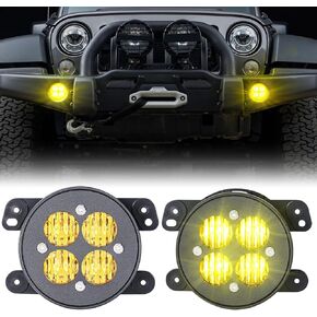 LED LED FOG FOG Light متوافق مع Wrangler JK JKU 2007-2018 ، Grand Cherokee 2011-2013 ، Cherokee 2014-2024 ، مجموعة ضباب الوفير الأمامية ، Lays Len