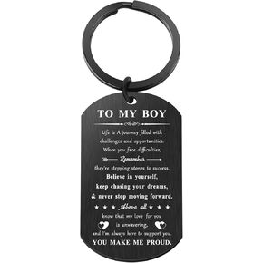 Son Gifts from Dad Mom to My Boy I Love You Keychain Inspirational Gift for for Graduation Birthday Christmas, Medium, Black