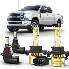 For Ford F-250 Super Duty 2005-2021 LED light bulb Hi/Lo + Fog Light Bulbs 6000K H13 9008 Bulbs + 9006/9145 Fog Light Ultra Bright,Plug and Play,Pack of 4