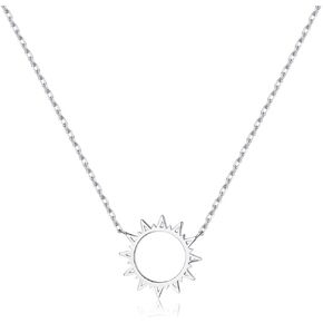 Reffeer Solid 925 Sterling Silver Sun Netlace sterlace for Women Teens Sun Dchoker Necklace