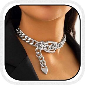COSYDAYS Gold Chunky Choker Necklace Metal Belt Necklace Thick Cuban Chain Jewelry for Women