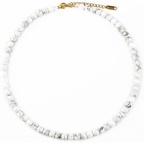 KIKLA Semi Precious Stone Beaded Choker Necklace 18K Gold Plated Natural Stone Strand Necklace Short Necklaces for Women