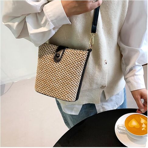 Straw Crossbody Bags Women Summer Woven Bucket Handbag Resort Trendy Shoulder Tote 2025 Beach Purse in Kuwait