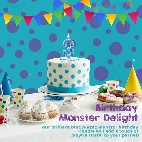 Mtlee 1 PCS Monster Birthday Candles Cake Cake Chedles Little Monster Cake Topper for Cartoon Monster Decortations Decorations Baby Shower Party Supplies (رقم 3) in Kuwait