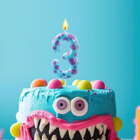 Mtlee 1 PCS Monster Birthday Candles Cake Cake Chedles Little Monster Cake Topper for Cartoon Monster Decortations Decorations Baby Shower Party Supplies (رقم 3) in Kuwait