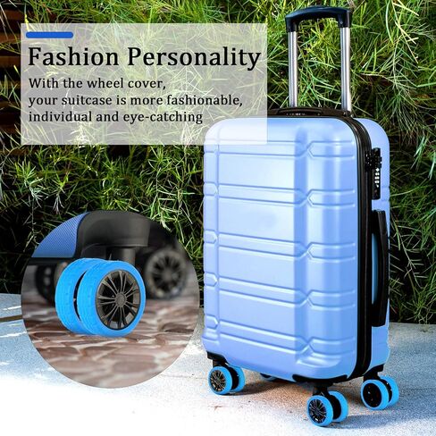 Boxob 16PCS أغطية أمتعة أمتعة ، واقي عجلة الأمتعة المحمولة يغطي أمتعة السيليكون الملونة يغطي عجلة الدوار إكسسوارات أمتعة أمتعة لمعظم 8 أمتعة (زرقاء) in Saudi Arabia