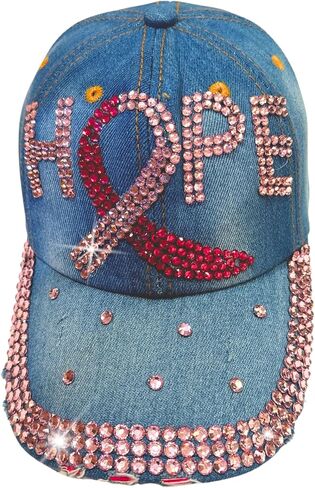 Popfizzy Bedazzled Hat for Women, Rhinestone Denim Hat, Fun Adult Bling Hats, Birthday Gifts for Women, Adjustable, One Size in Saudi Arabia