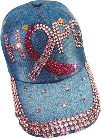 Popfizzy Bedazzled Hat for Women, Rhinestone Denim Hat, Fun Adult Bling Hats, Birthday Gifts for Women, Adjustable, One Size in Saudi Arabia