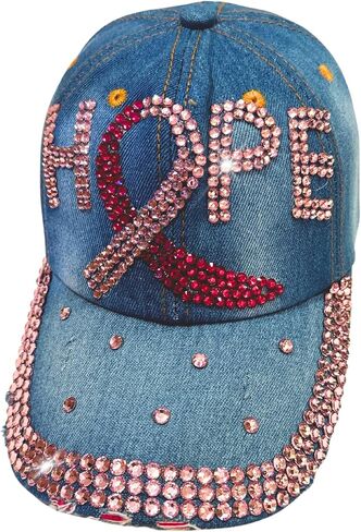 Popfizzy Bedazzled Hat for Women, Rhinestone Denim Hat, Fun Adult Bling Hats, Birthday Gifts for Women, Adjustable, One Size in Saudi Arabia